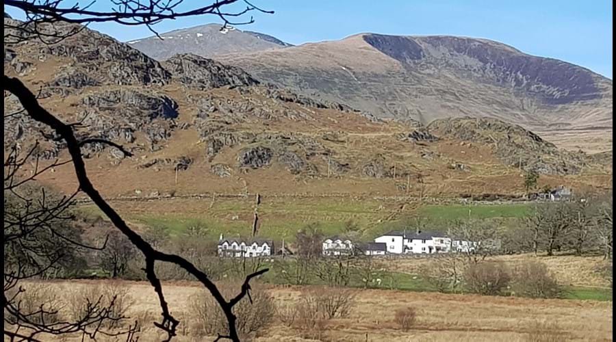 Llugwy Terrace with Carneddau behind