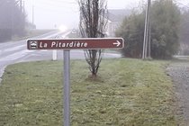 Right hand side sign on Route du Javron Right hand sign on Route du Javron to turn into La Pitardiere
