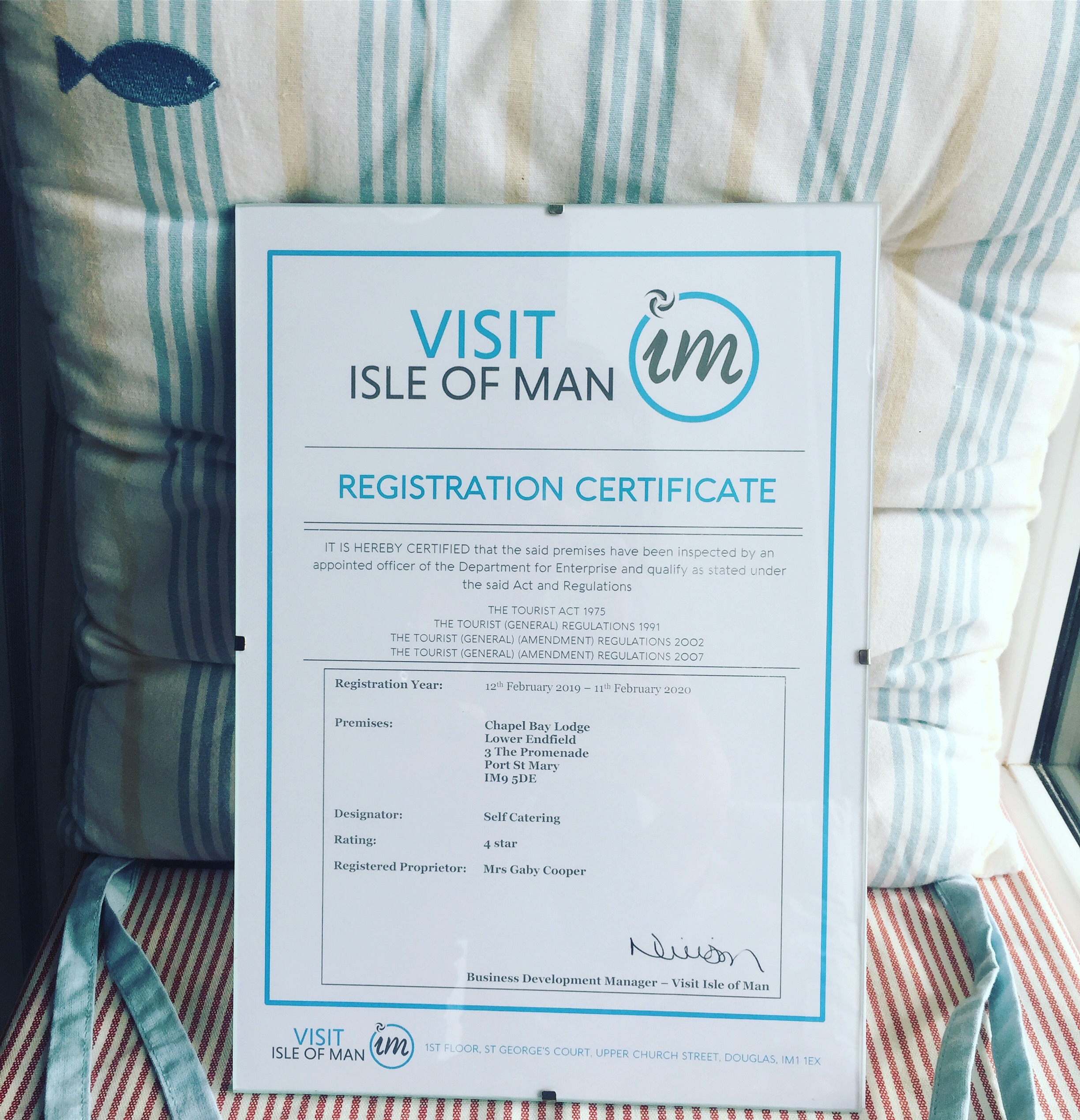 Chapel Bay Lodge 4 Star 2019 - 2020 Registration Certificate