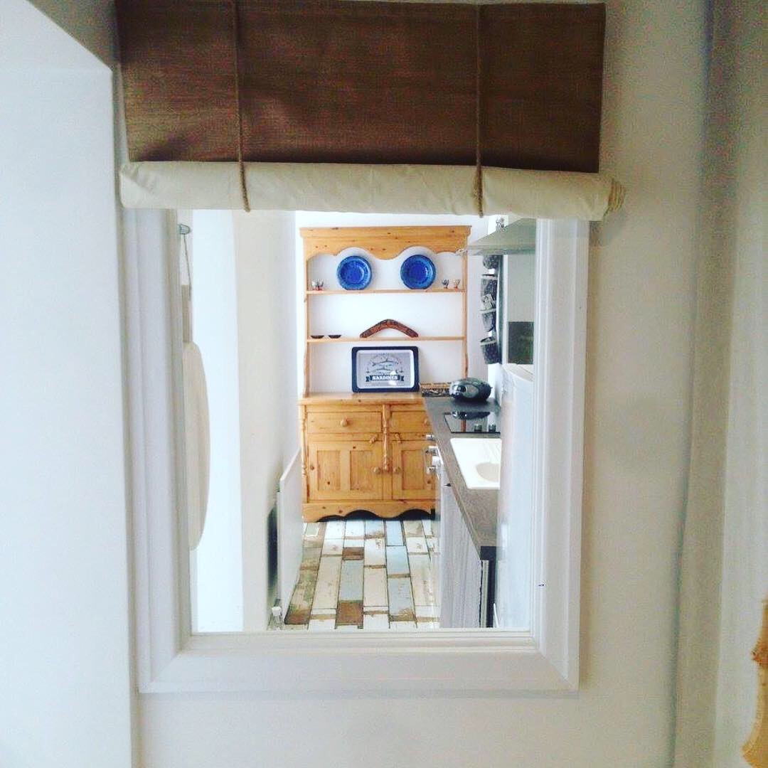 Internal window between kitchen and interior hall, Chapel Bay Lodge