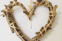 Homemade driftwood heart