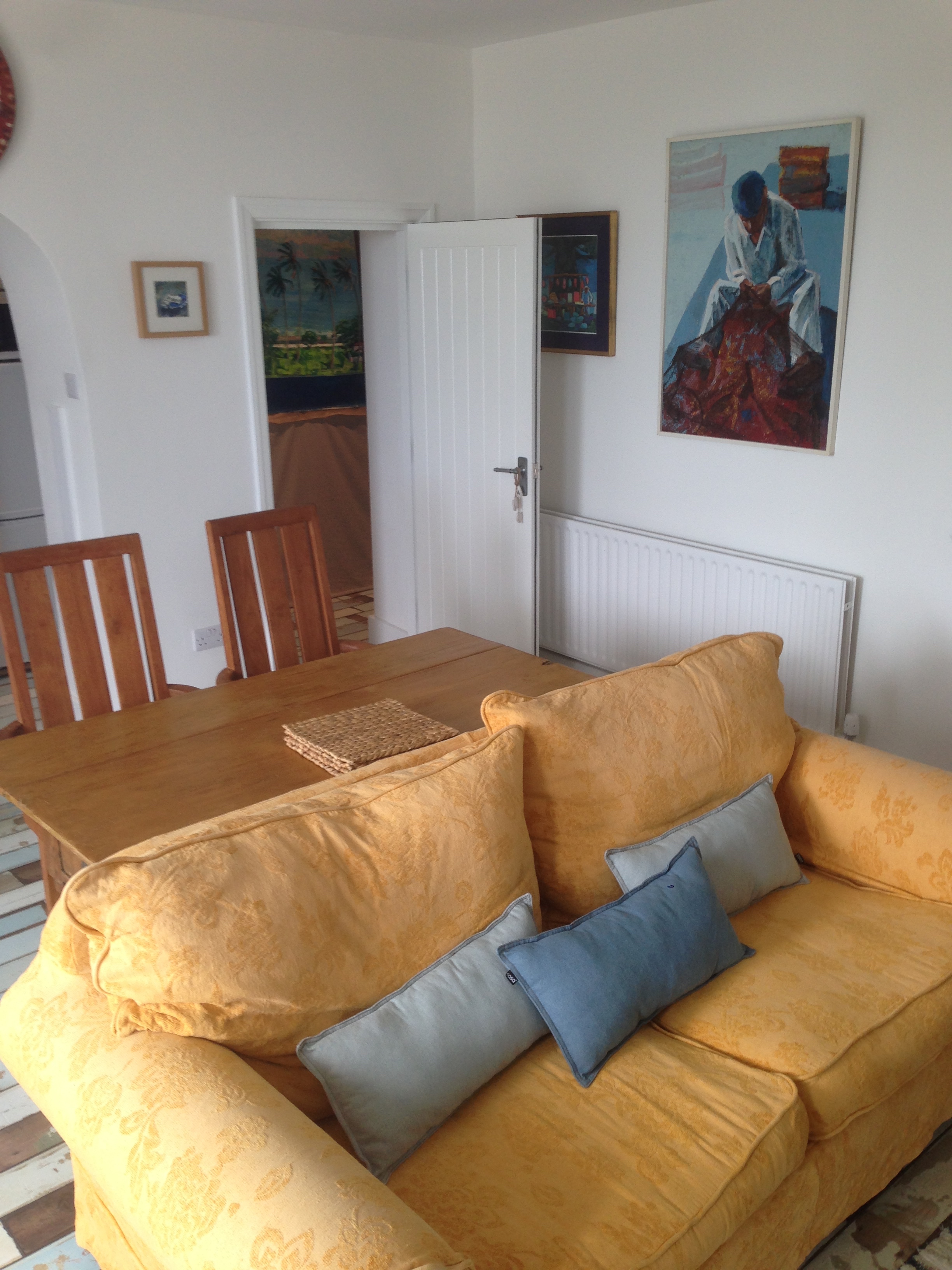 Lounge with doorway through to internal hall, leading to bedroom and bathroom, Chapel Bay Lodge
