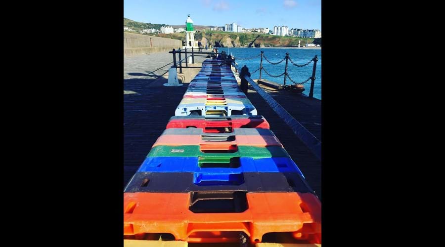 Colourful crates, Raglan Pier, Port Erin