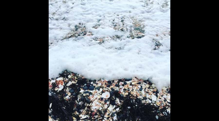 Foaming sea at Fenella beach, Peel