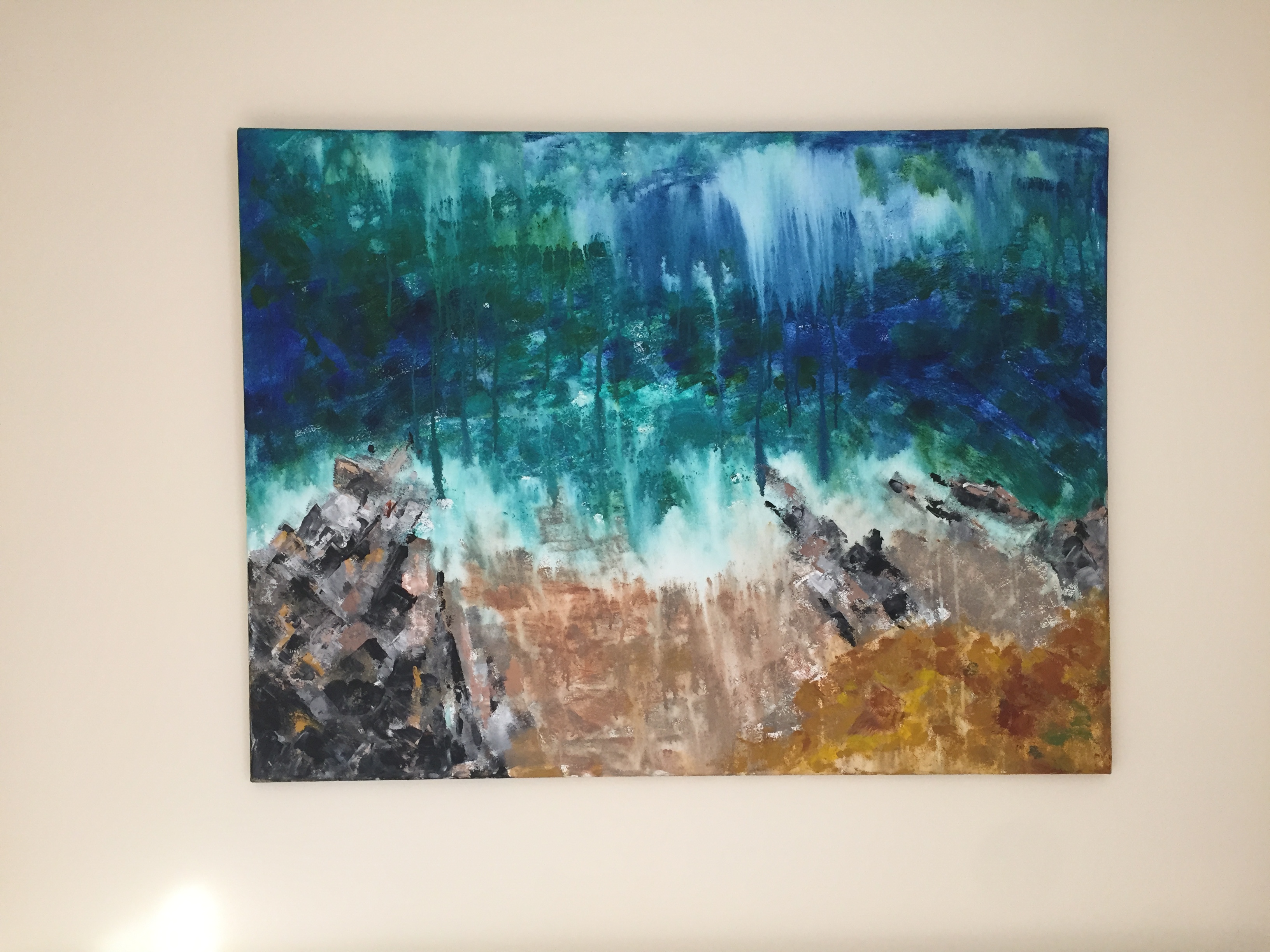 Original artwork by Gaby Henrard, view from Raad Ny Foillan, Glen Maye to Peel