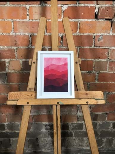 Pink layers - original hand made print, in 5 x 7" frame £8 