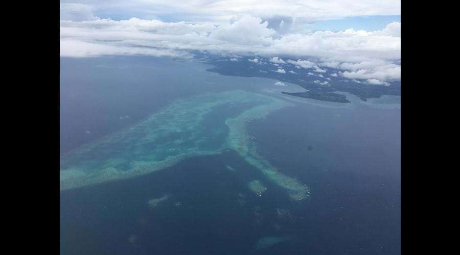 Views of the reef as you fly out of Savusavu.