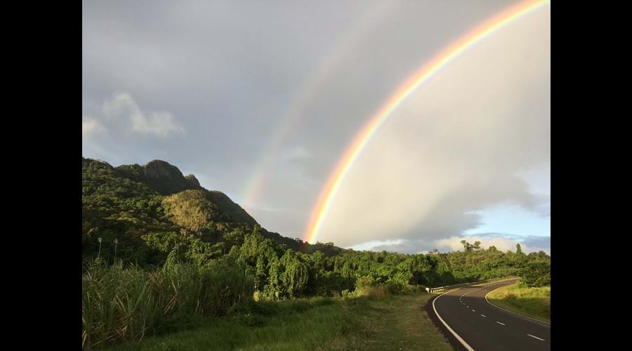 Rainbows over the Cross Island road.