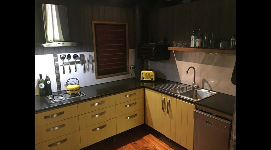 Modern & bright kitchen with new appliances & everything you could possibly need for your stay.