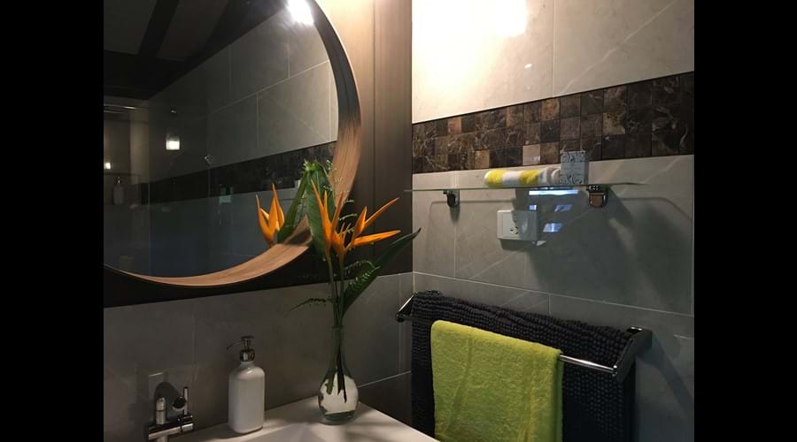 Luxury soaps and towels provided.