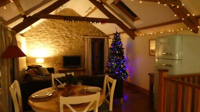 Evening at Nutcombe Cottage at Christmas