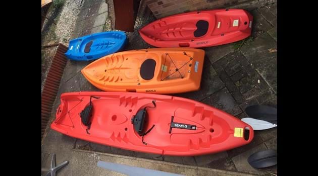 Free to use Kayaks, 2 x child, 1 x one adult + one child,1 x 2 adults +2 children 