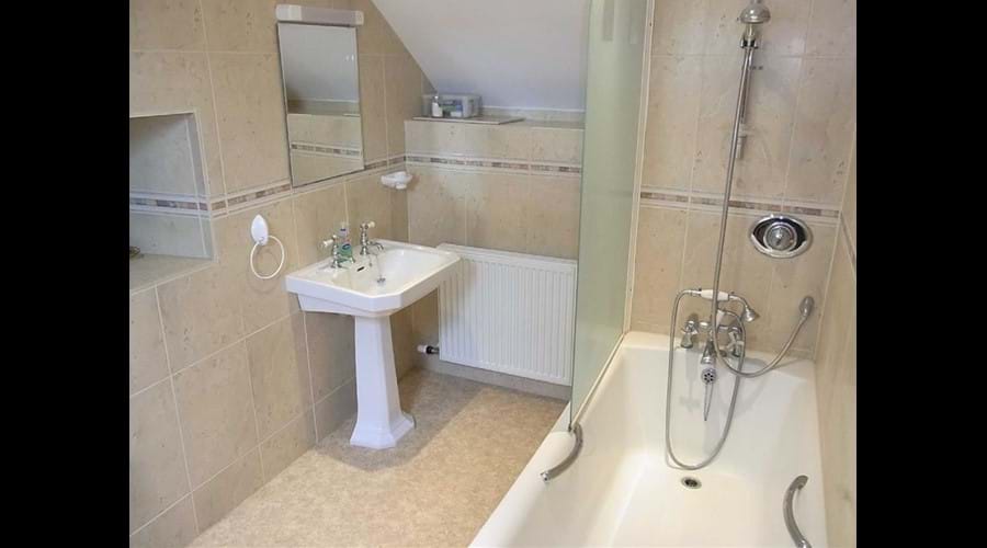 Upstairs bathroom with shower and second toilet