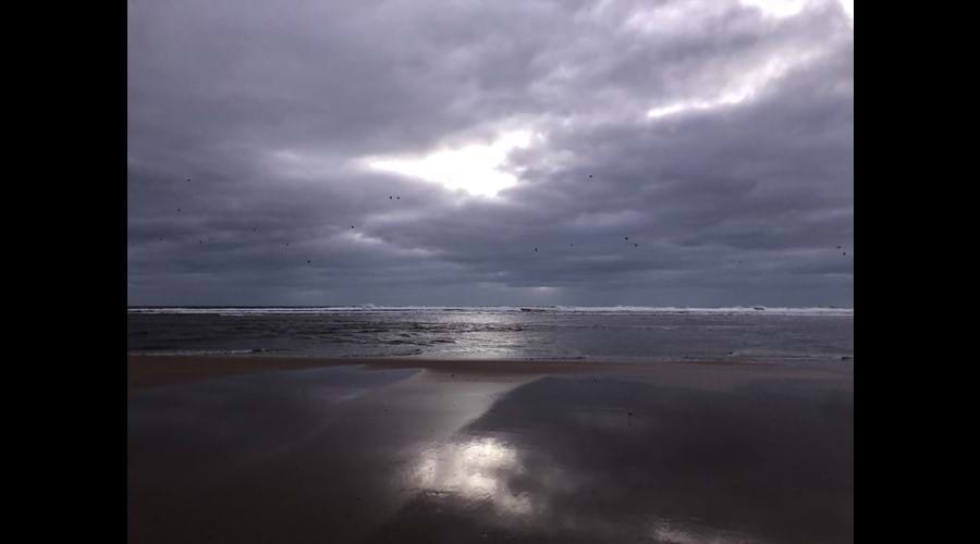 Sky, sea,beach. All silver