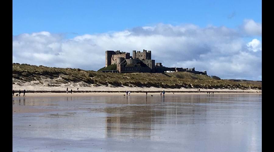 Bamburgh castle and beach