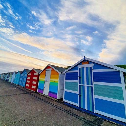 Coulourful beach huts on Pakefield prom