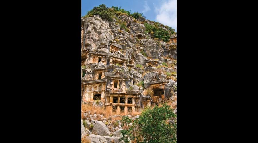 For history lovers pop into town to visit the Lycian ancient burial tombs at Myra