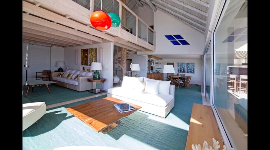 Main living, dining behind
