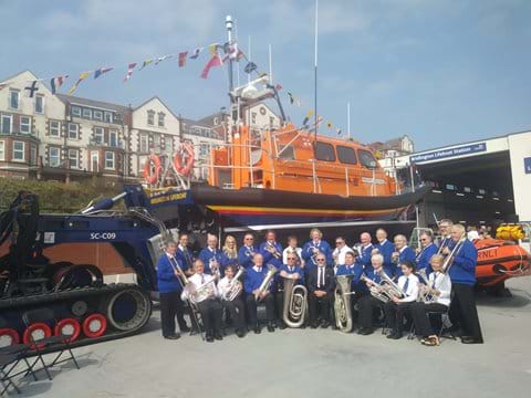 The launch of a New Lifeboat on Bridlington Sea front, featuring Bridlington Excelsior Brass Band!
