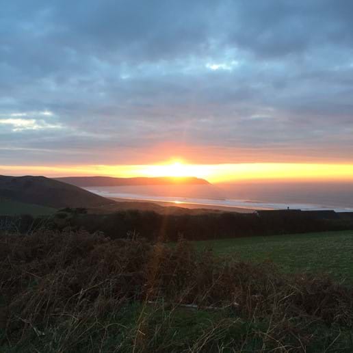Autumn sunset view from Woolacombe Dunes