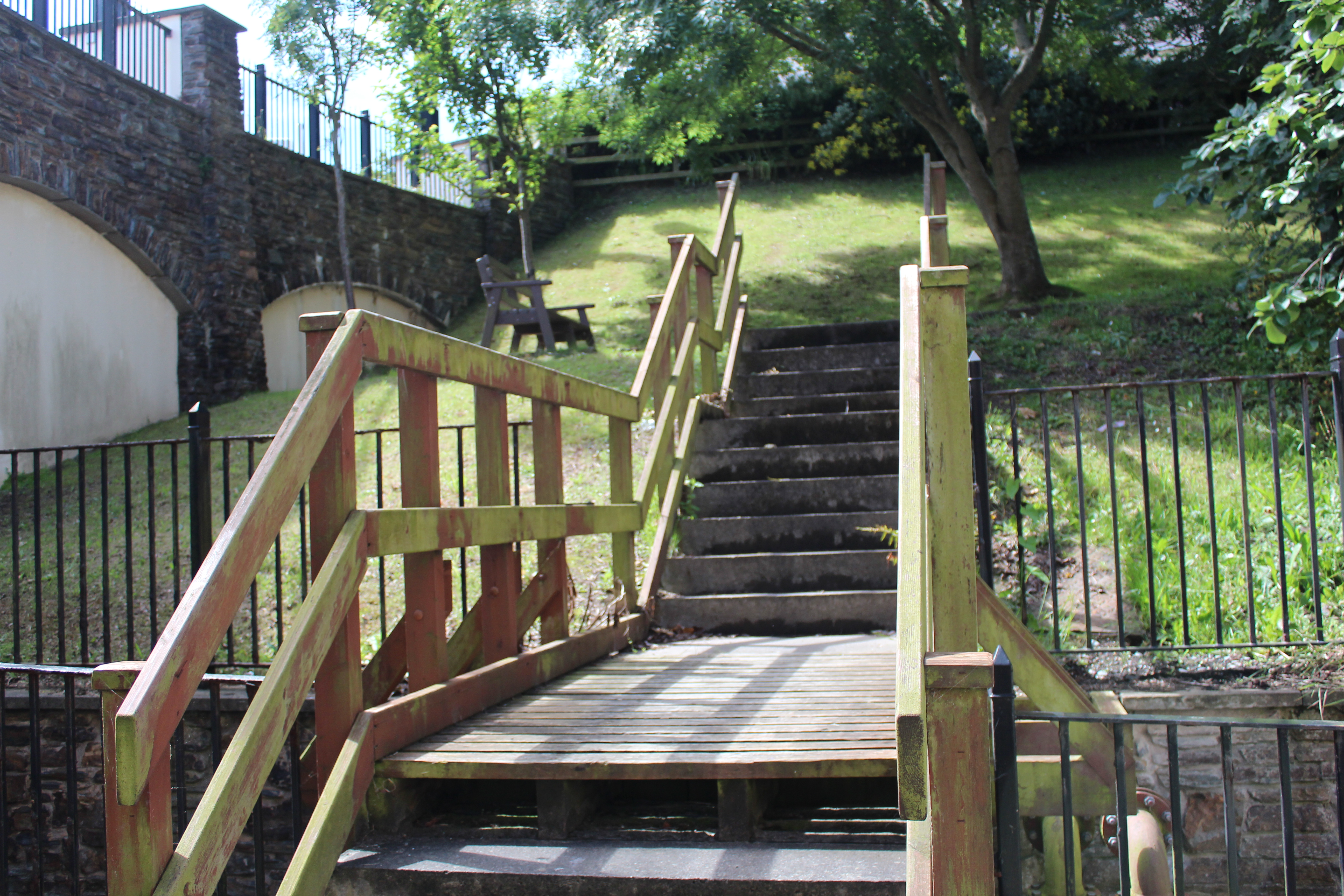 View of the bridge from seating area at Palm Villa