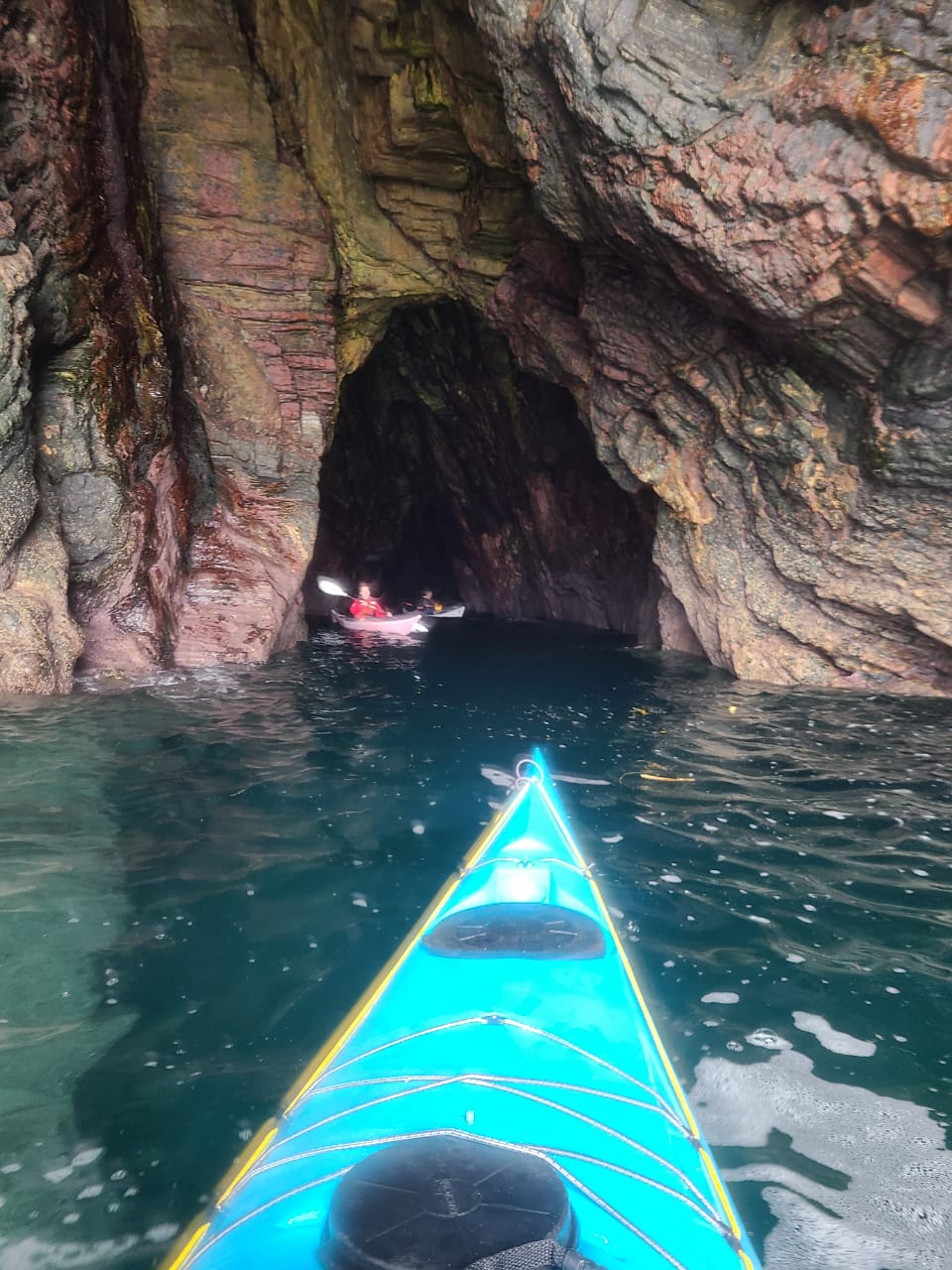 Kayaking through caves 