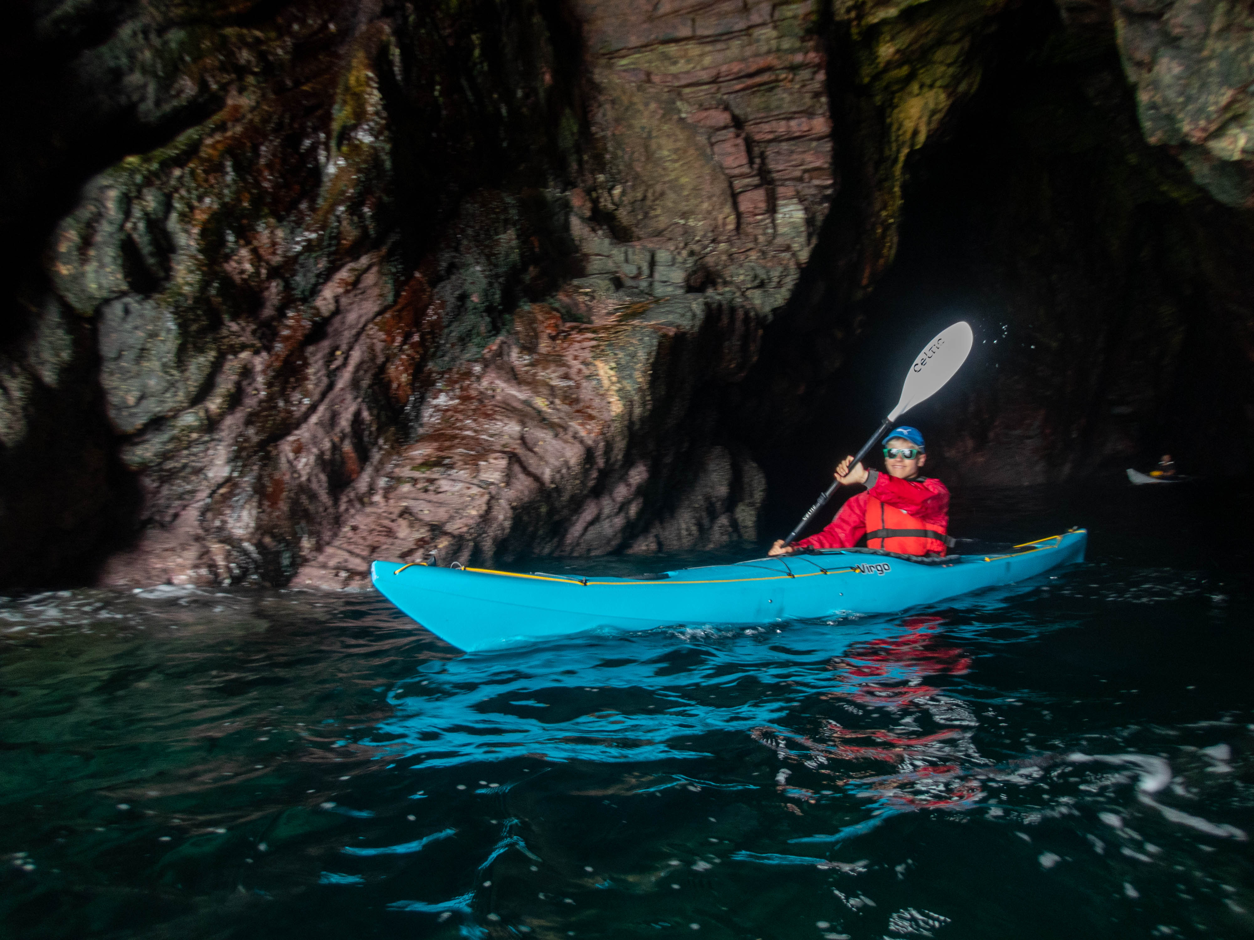 Kayaking through caves