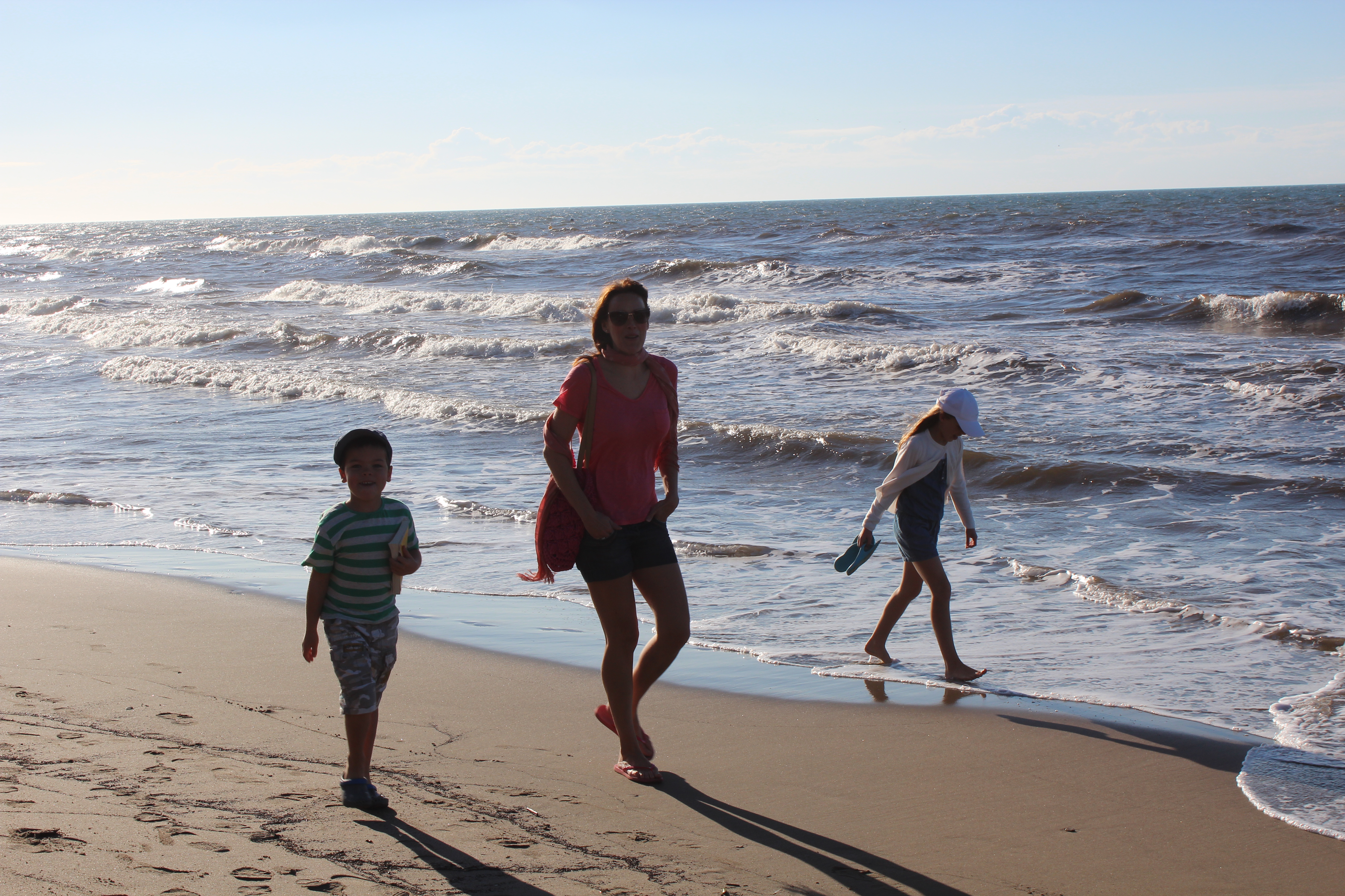 Walking along the beach 