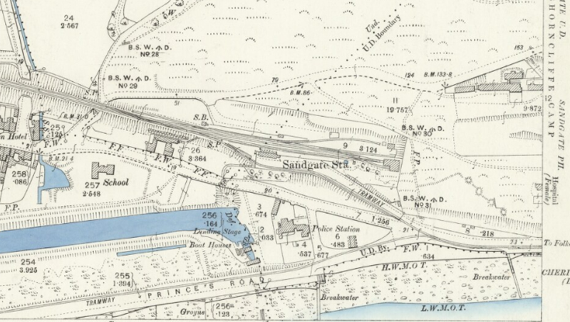 O S Map 1896 Sandgate & Seabrook