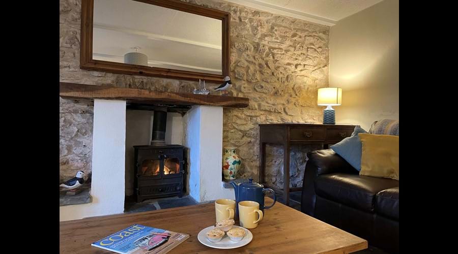 Cosy living room with woodburning stove