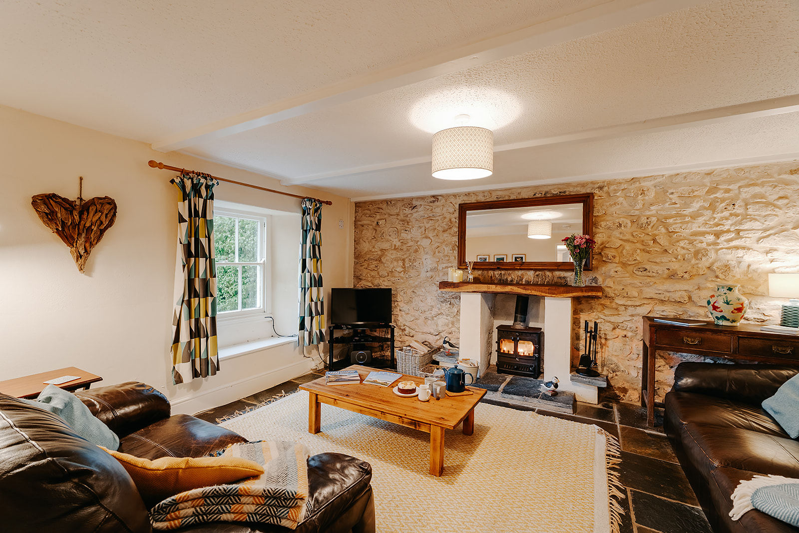Living room with woodburning stove