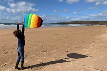 Winter kite flying at Freshwater West 