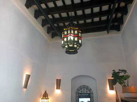 4 Metre High Ceiling with Original Beams and Large Moroccan Lantern Photo