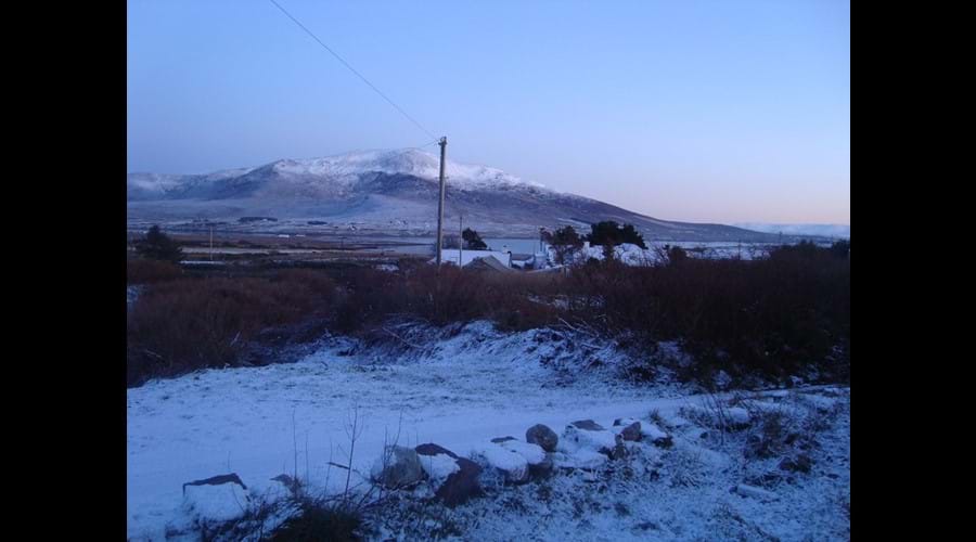 View from the cottage front door in winter/snow