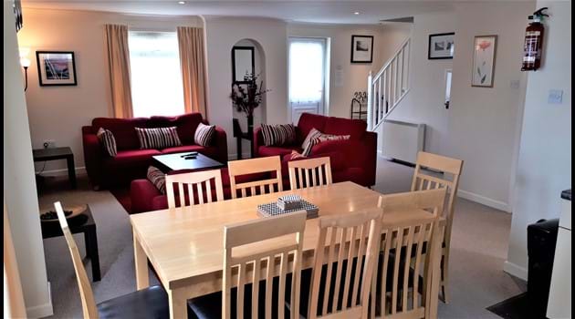 Lodge 34 Open plan Lounge, Dining, Kitchen at Atlantic Reach Resort. www.newquay-selfcatering.com