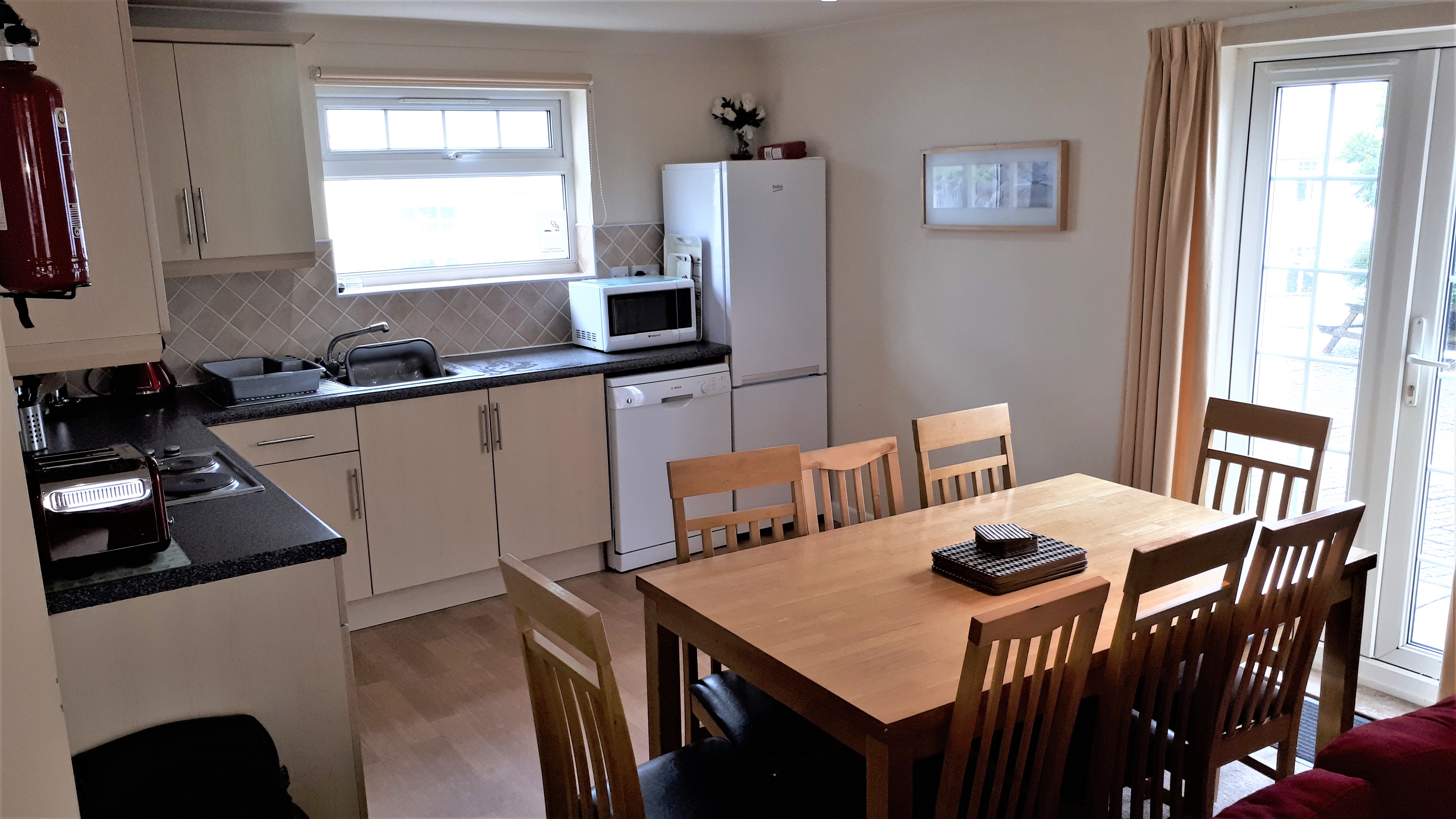 Lodge 34 Open plan Lounge, Dining, Kitchen at Atlantic Reach Resort. www.newquay-selfcatering.com