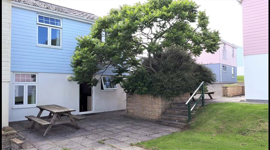 Cottage No35 Patio Area at Atlantic Reach Resort, Newquay, Cornwall