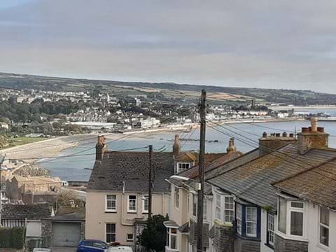 View from window seat looking down to Penzance