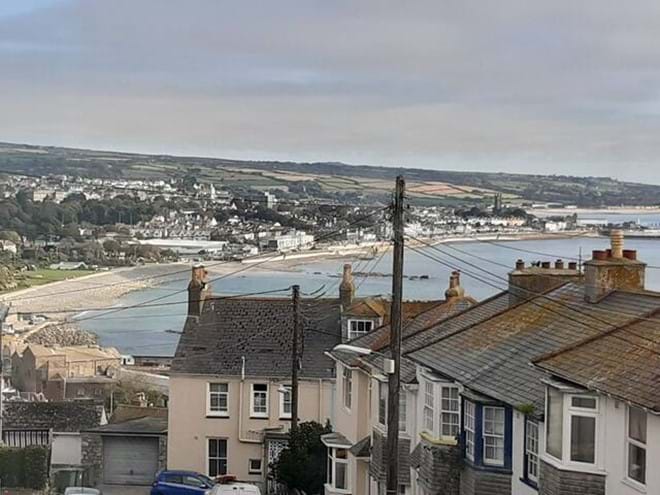 View of Penzance from window seat 
