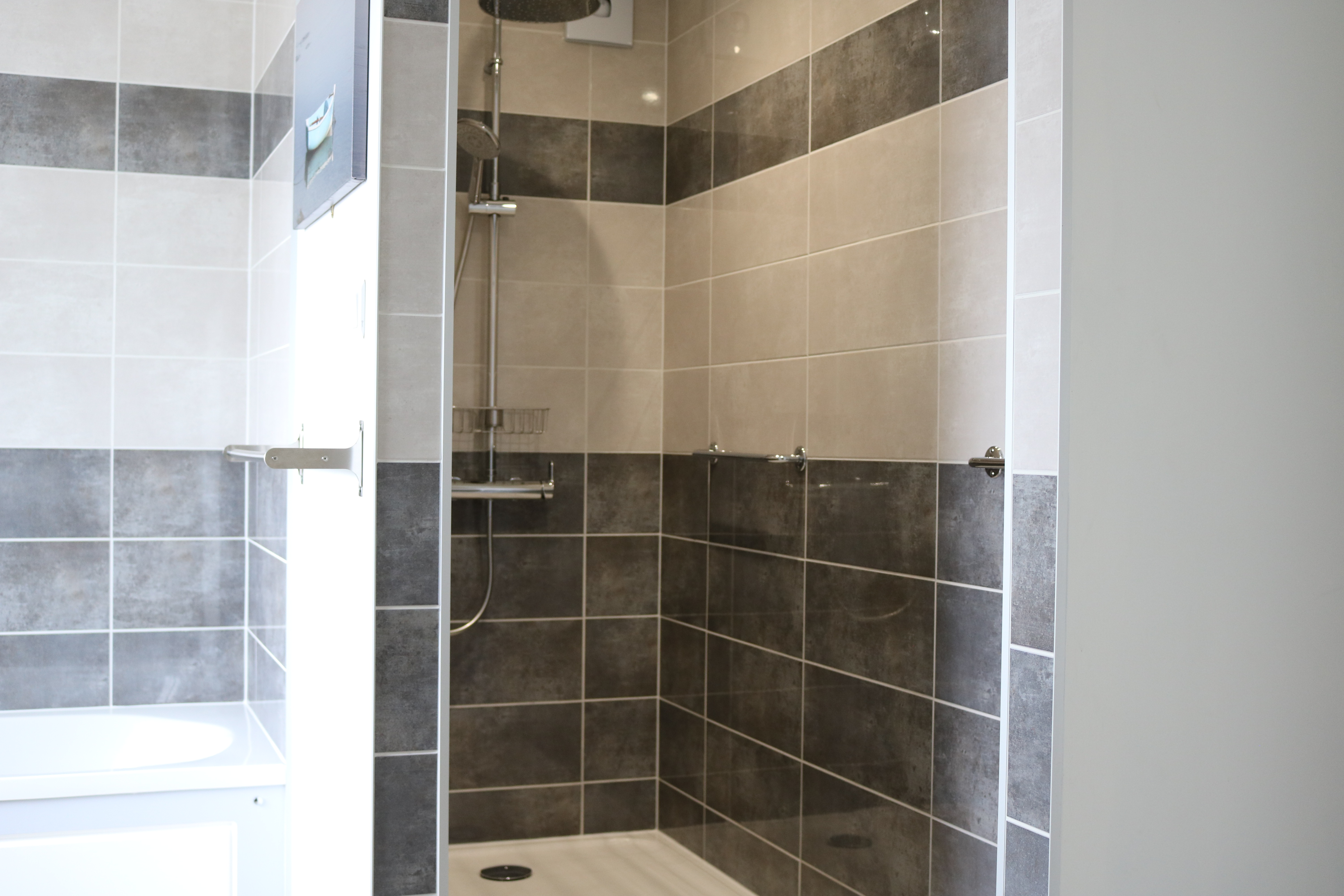 Antoine downstairs bathroom with walk in shower