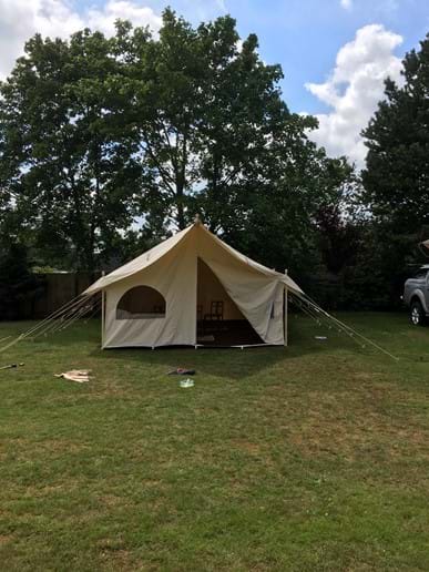 Vintage canvas glamping tent at Happy Days Holiday Retreat
