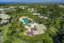 Aerial view of our pool and clubhouse