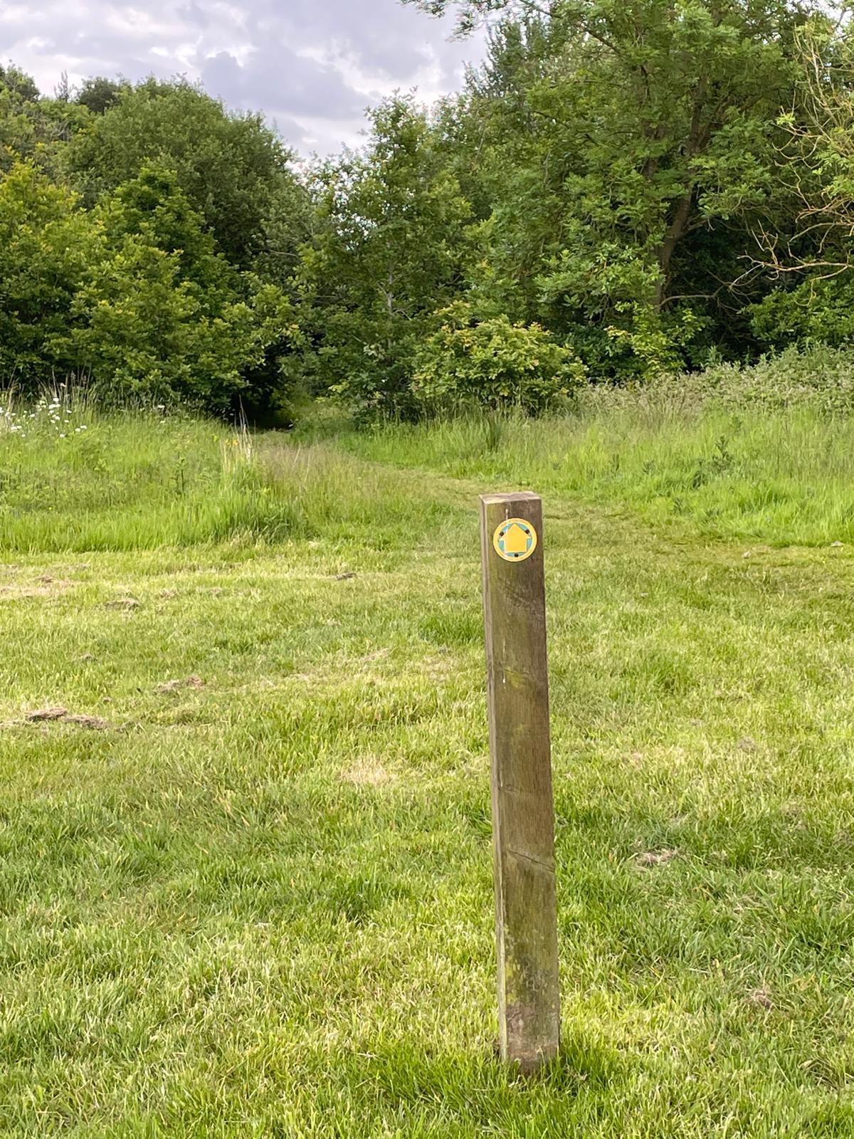 Follow public footpath signs across the golf course