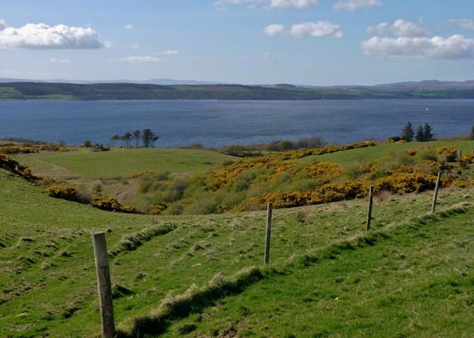 Superb views from the walk to Fintry Bay . The beginning of this walk is around ten minutes from the cottage  along quiet streets 