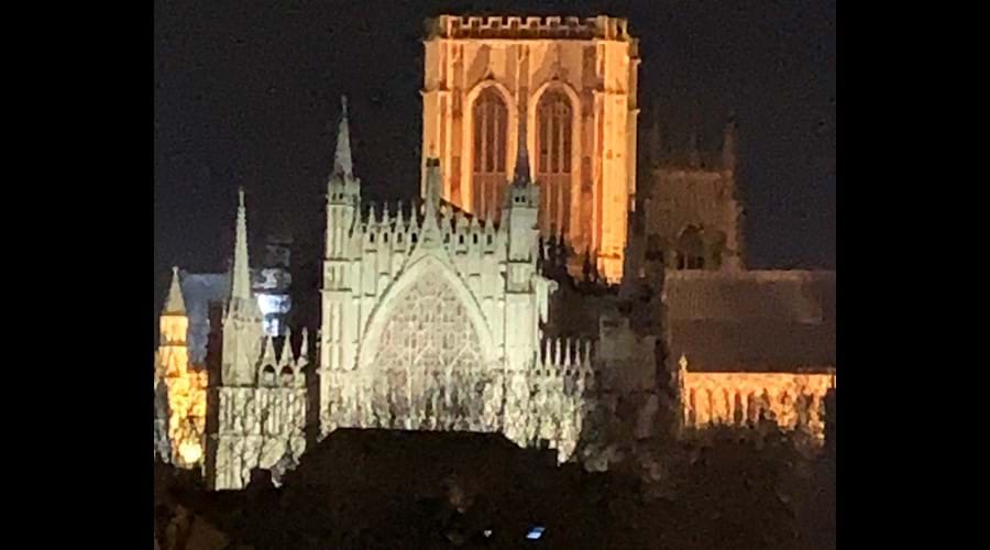 View of York Minster illuminated at night - from the kitchen window