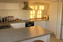 Sunrise reflecting across the kitchen - a cheerful start to the day!