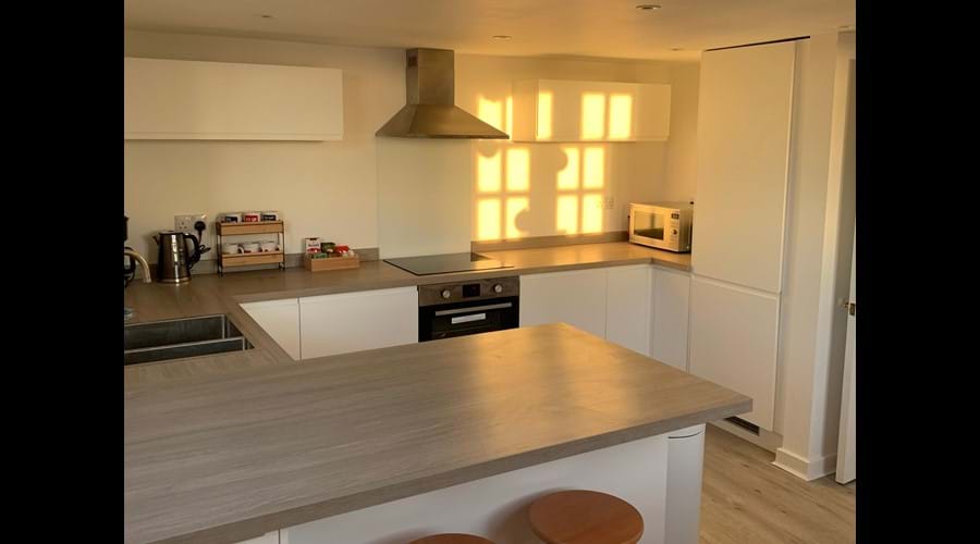 Sunrise reflecting across the kitchen - a cheerful start to the day!
