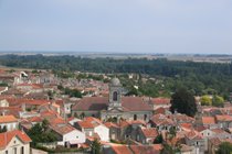 Charentaise rooftops at medieval Pons viewed from the top of the 