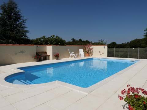 Secluded heated salt water pool benefitting from the sun throughout the day