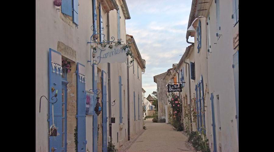 One of the many picturesque streets in nearby Talmont sur Gironde as the sun starts to set